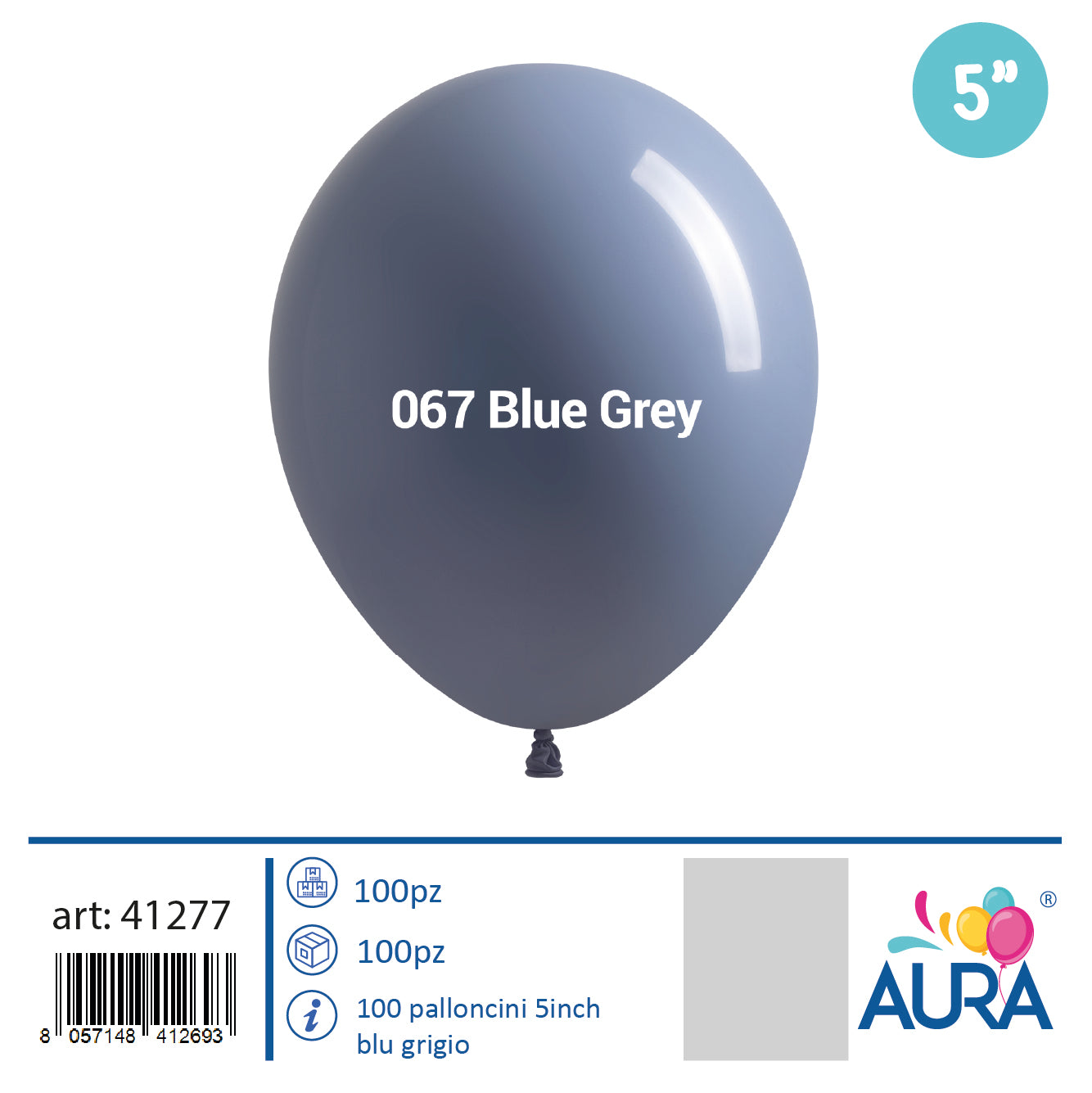 Palloncini 5 inch blu grigio 100pz