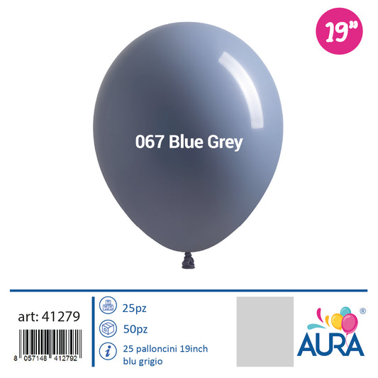 19 inch blue and grey balloons, 25 pieces