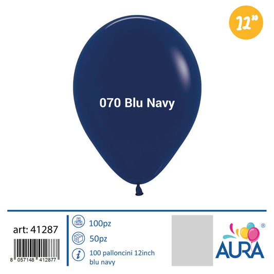 Palloncini in Lattice Pastello Blu Navy 12 pollici (30 cm) – Aura
