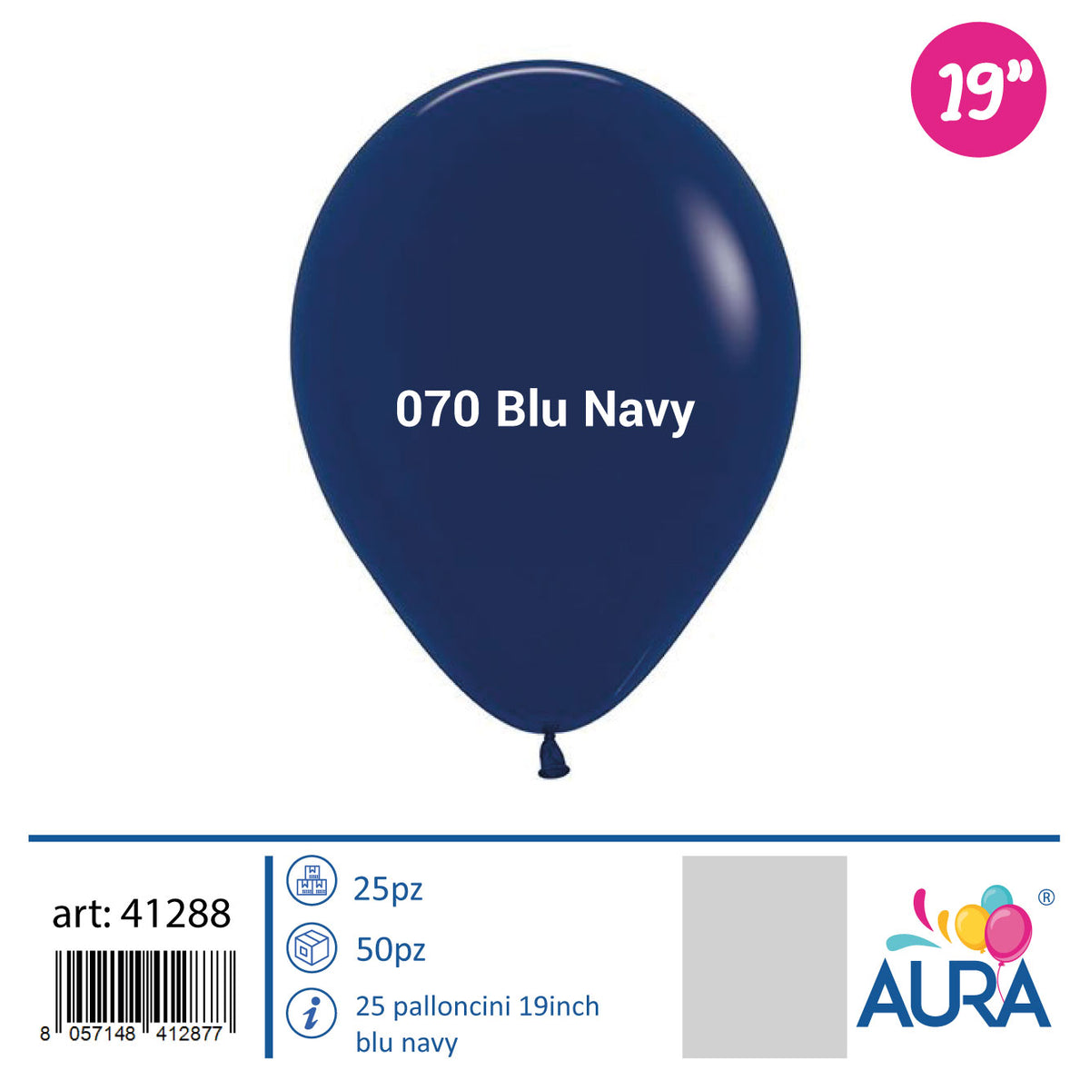 Palloncini in Lattice Pastello Blu Navy 19" (48 cm) – Aura, 25 pz