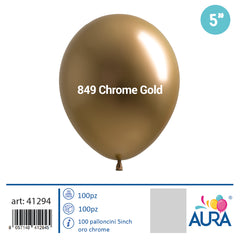 Palloncini 5inch oro chrome 100pz