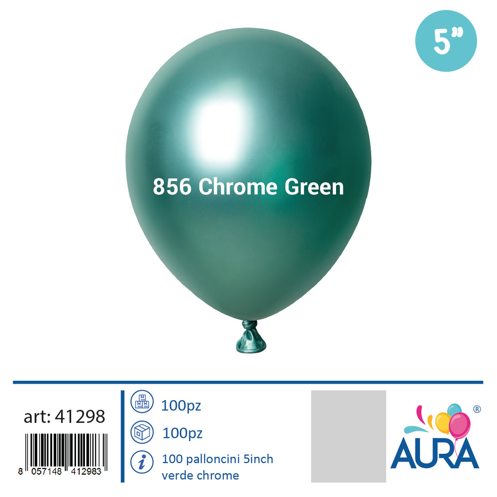 Palloncini 5inch verde chrome 100pz