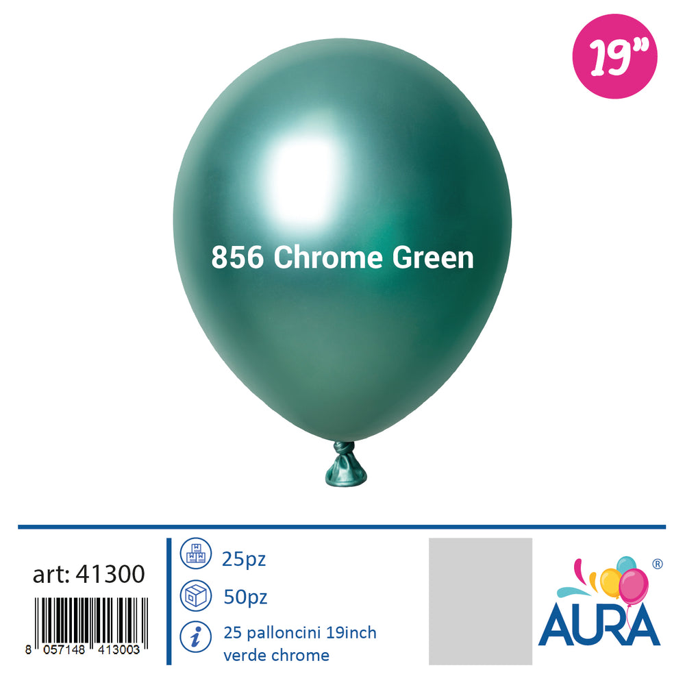 Palloncini 19inch verde chrome 25pz