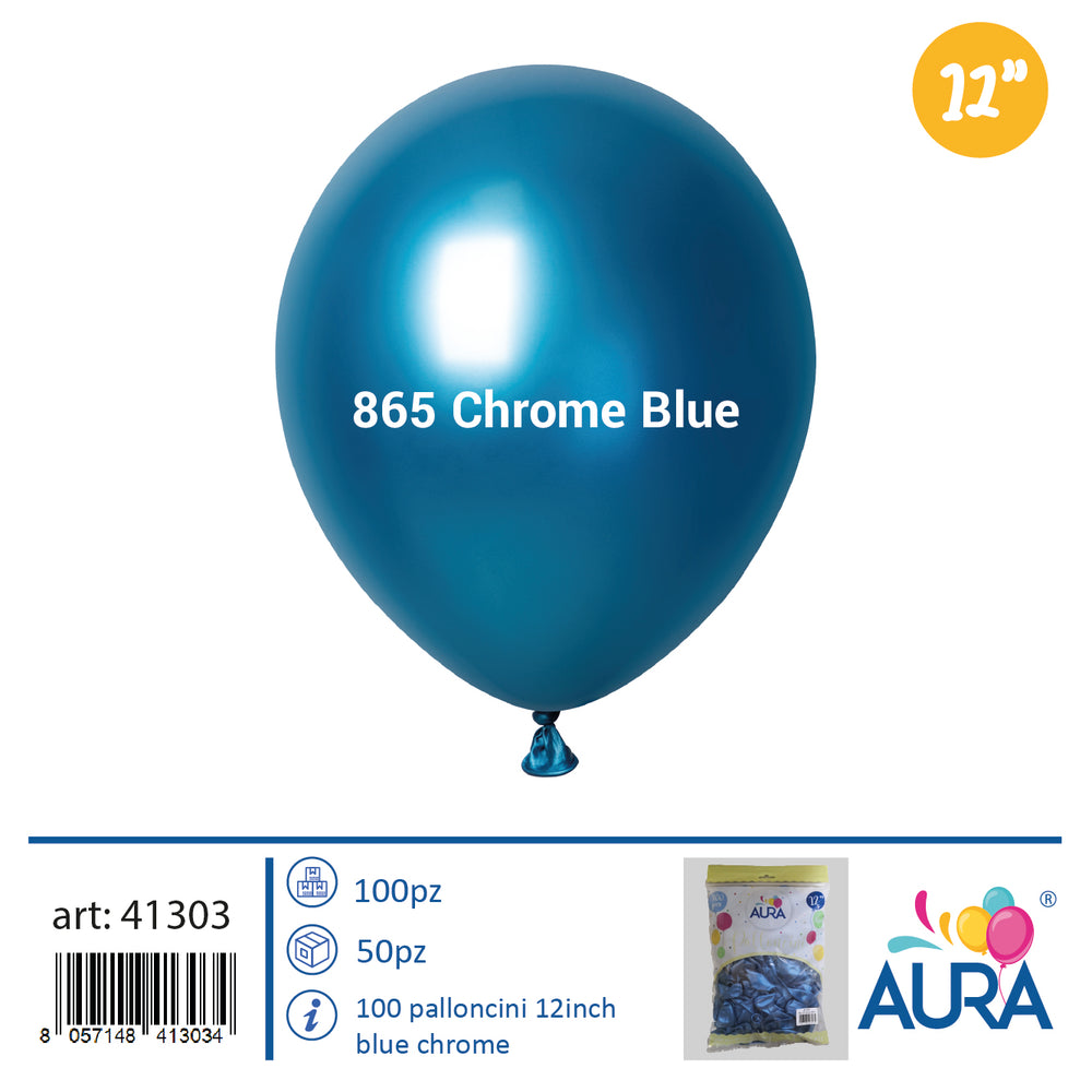 Palloncini 12inch blu chrome 100pz