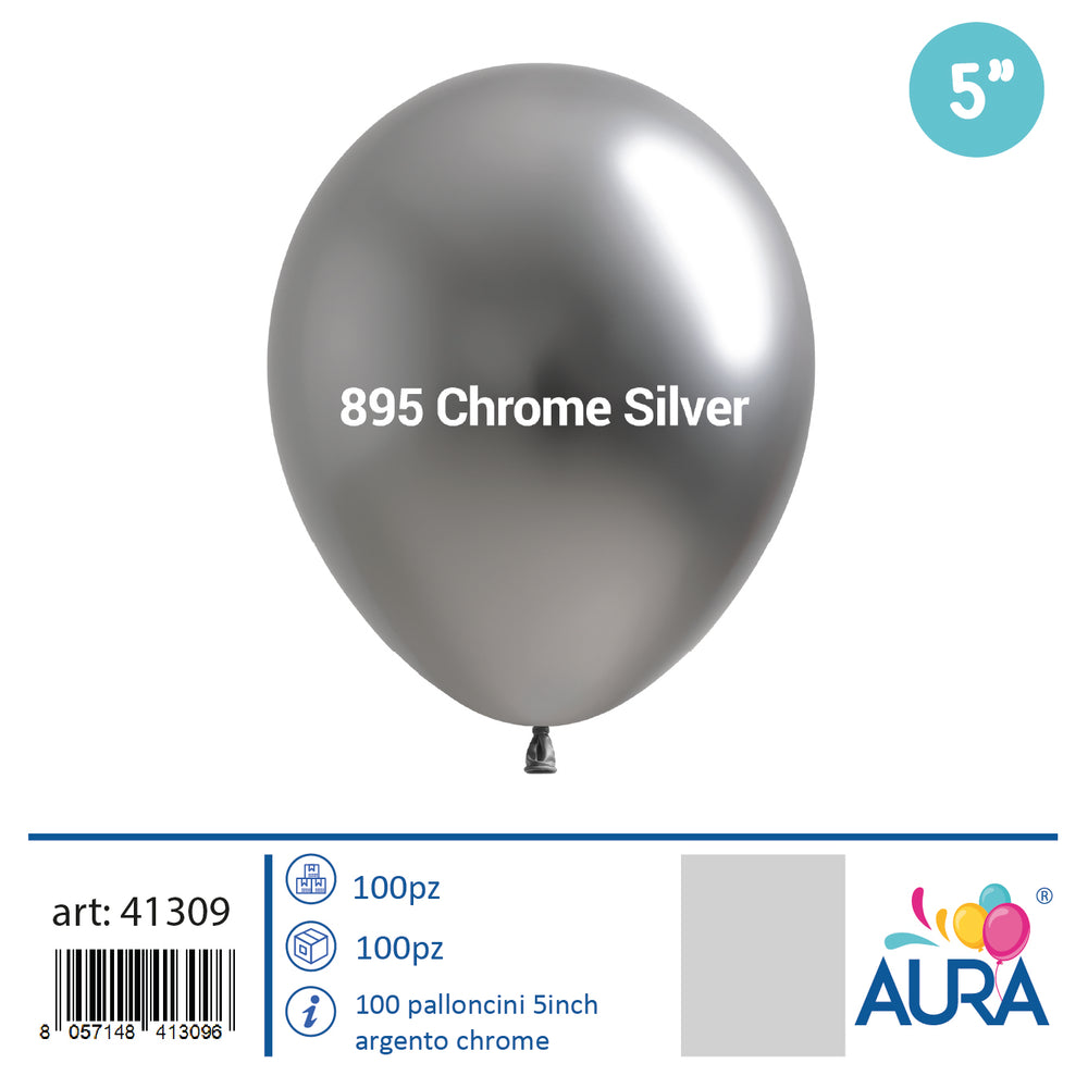 Palloncini 5inch argento chrome  100pz