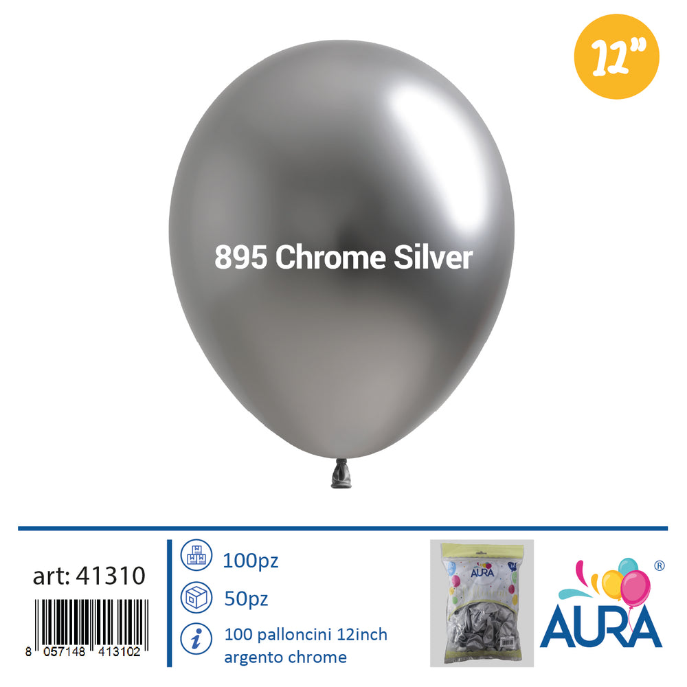 Palloncini 12inch argento chrome  100pz