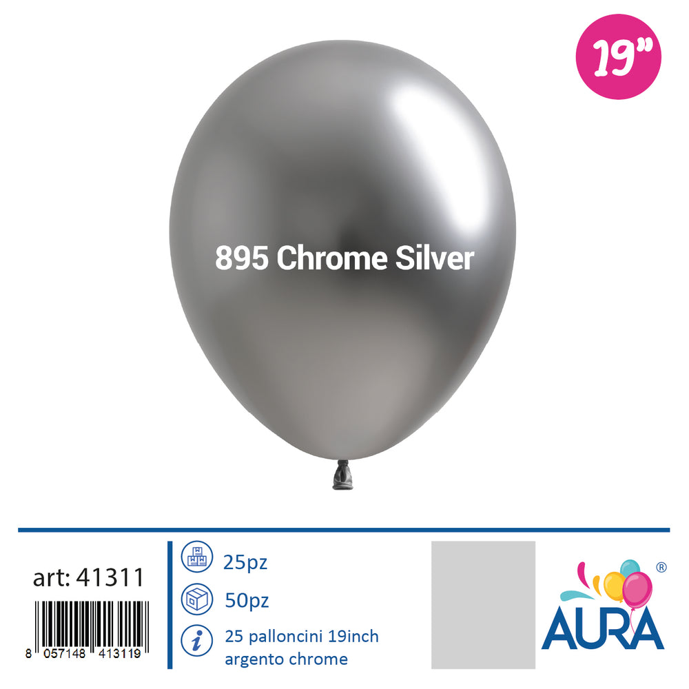 Palloncini 19inch argento chrome  25pz