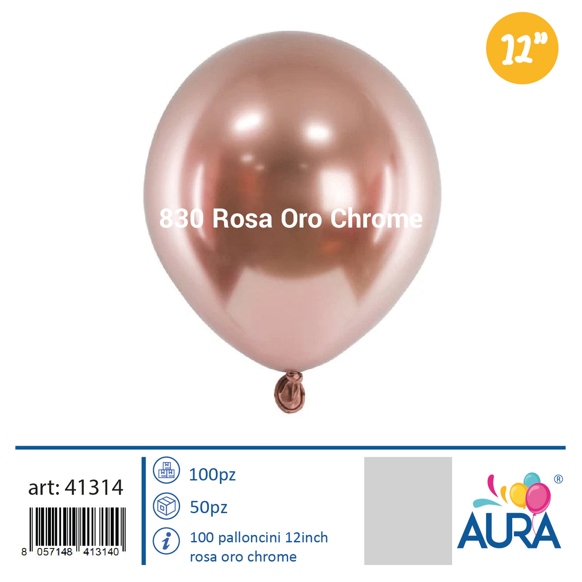 Palloncini Chrome Effetto Specchio Oro Rosa 12 pollici (30 cm) – Aura