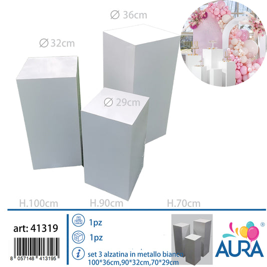 Set alzatine per torta  quadrate in metallo bianco