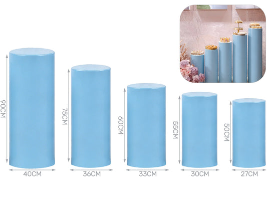 Set 5 cilindri in metallo celeste