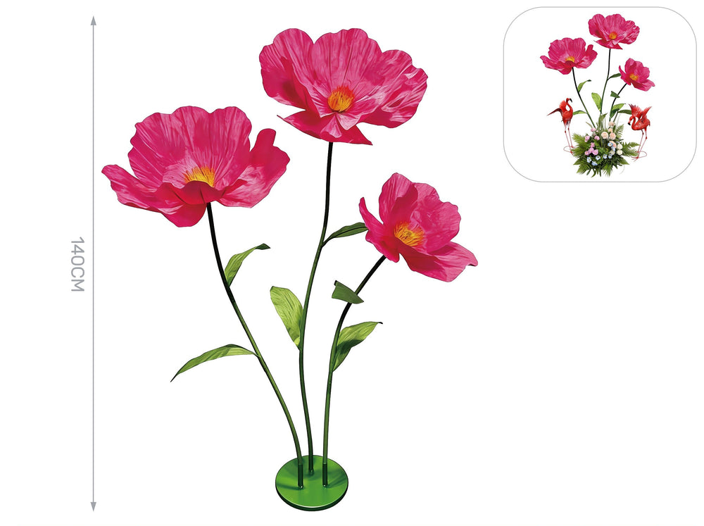 Fiori fuxia in carta e metallo