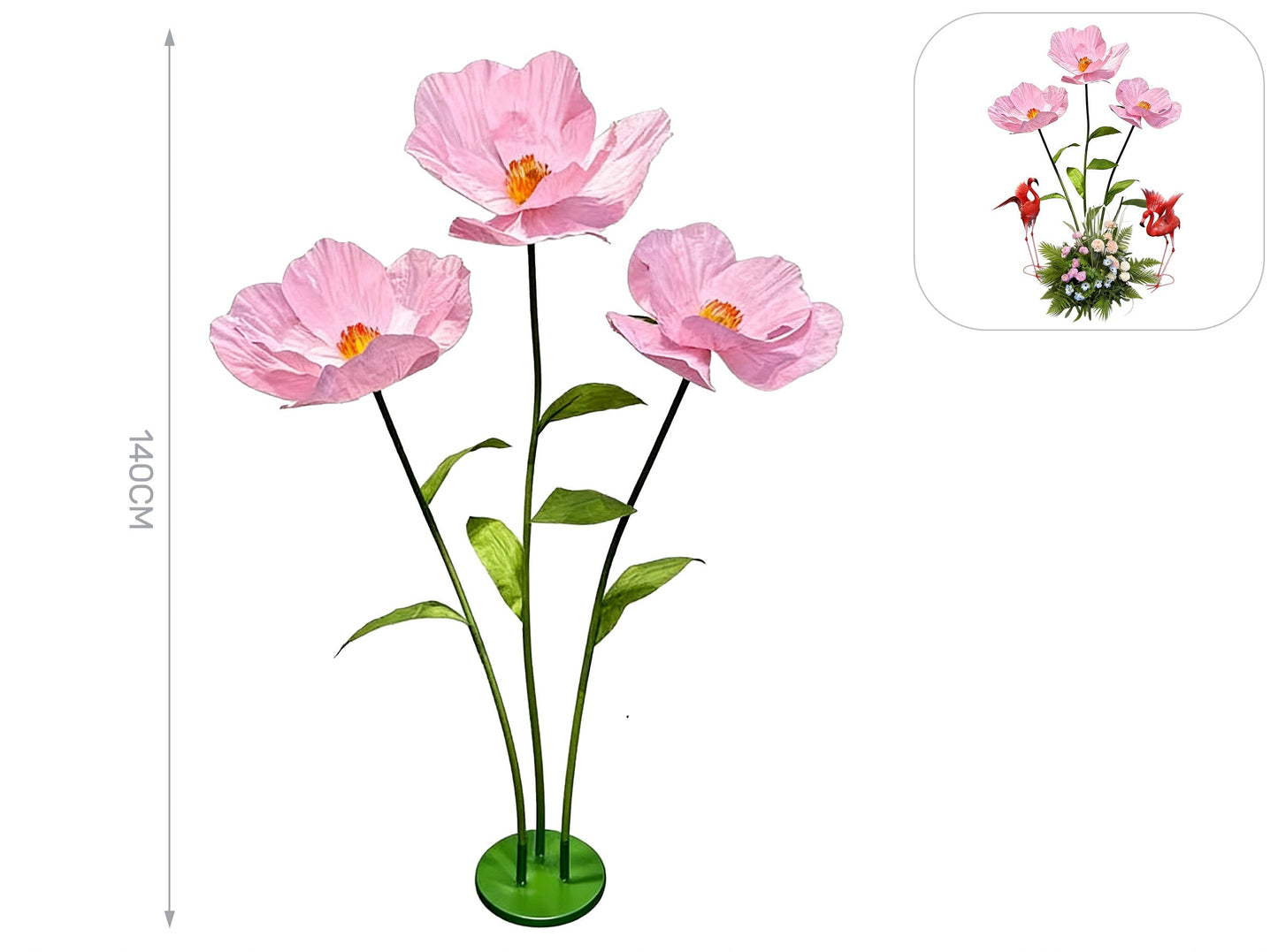 Fiore rosa in carta e metallo