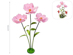 Fiore rosa in carta e metallo