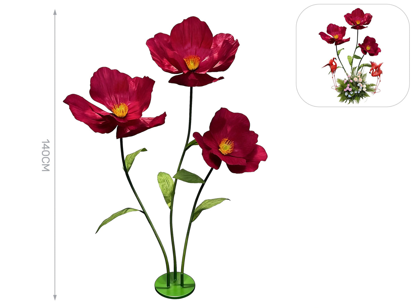 Fiore bordeaux in carta e metallo