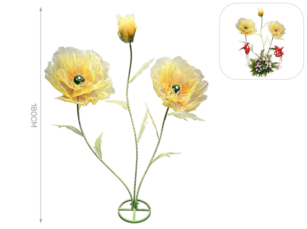 Yellow and ivory tulle and metal flower