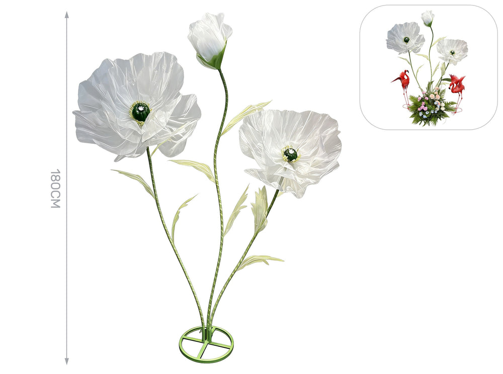 White tulle and metal flower