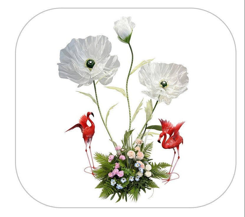 Fiore bianco in tulle e metallo