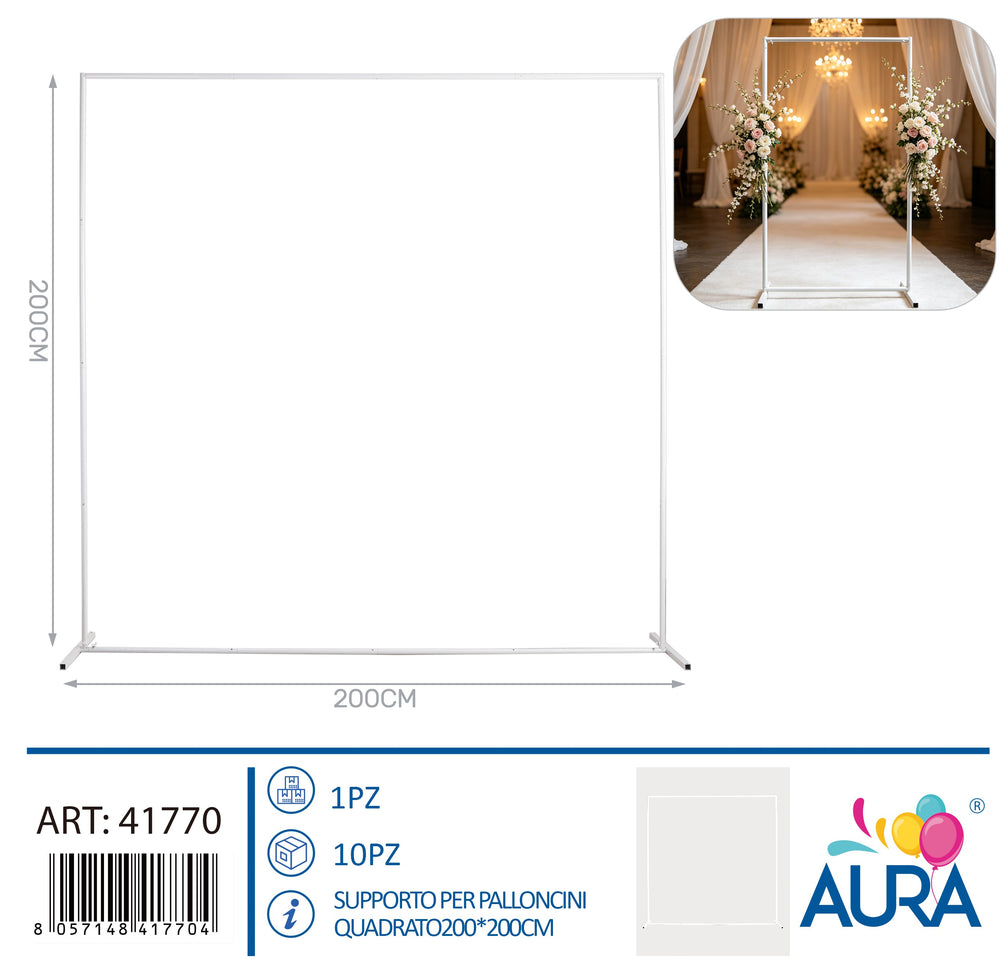 Supporto per palloncini quadrato 200x200cm bianco