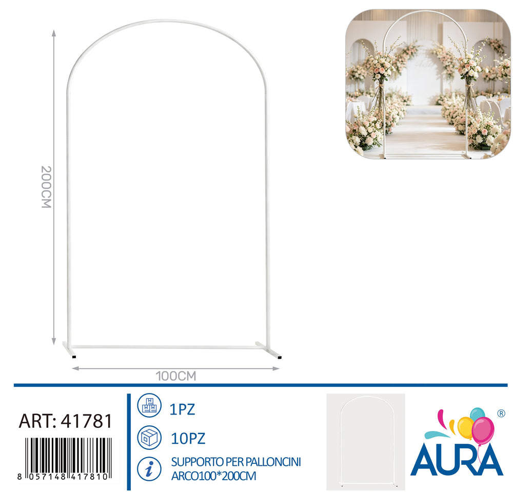 Supporto per palloncini arco 100x200cm bianco