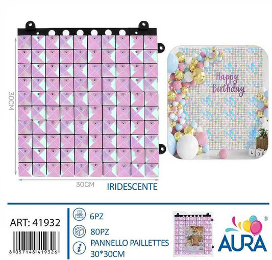 Pannello paillettes iridescente 30x30cm
