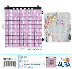 Pannello paillettes iridescente 30x30cm