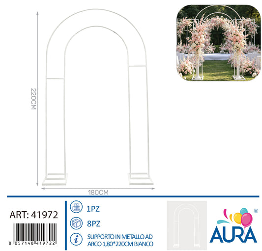 Supporto in metallo ad arco 180x220cm bianco bianco