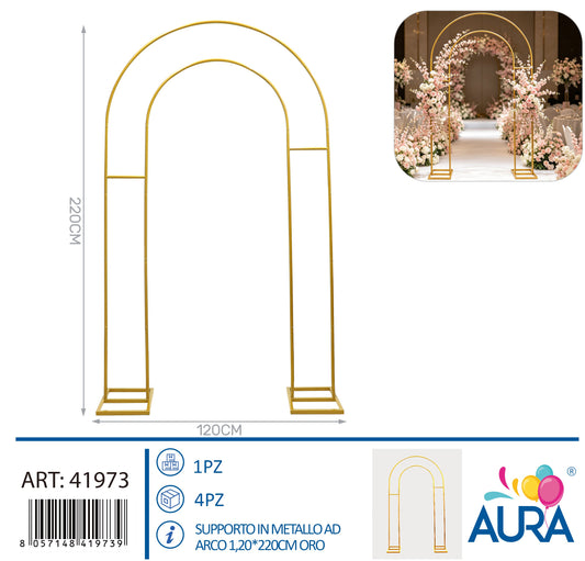Supporto in metallo ad arco 120x220cm oro oro