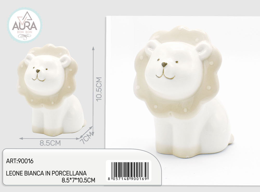 White porcelain lion 8.5x7x10.5cm