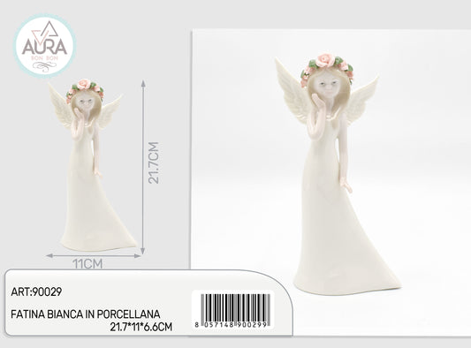 fatina bianca in porcellana 21,7x11x6,6cm