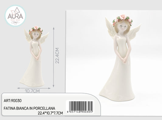 fatina bianca in porcellana 22,4x10,7x7,7cm