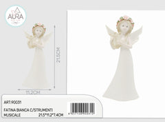White fairy with musical instruments 21.5x11.2x7.4cm