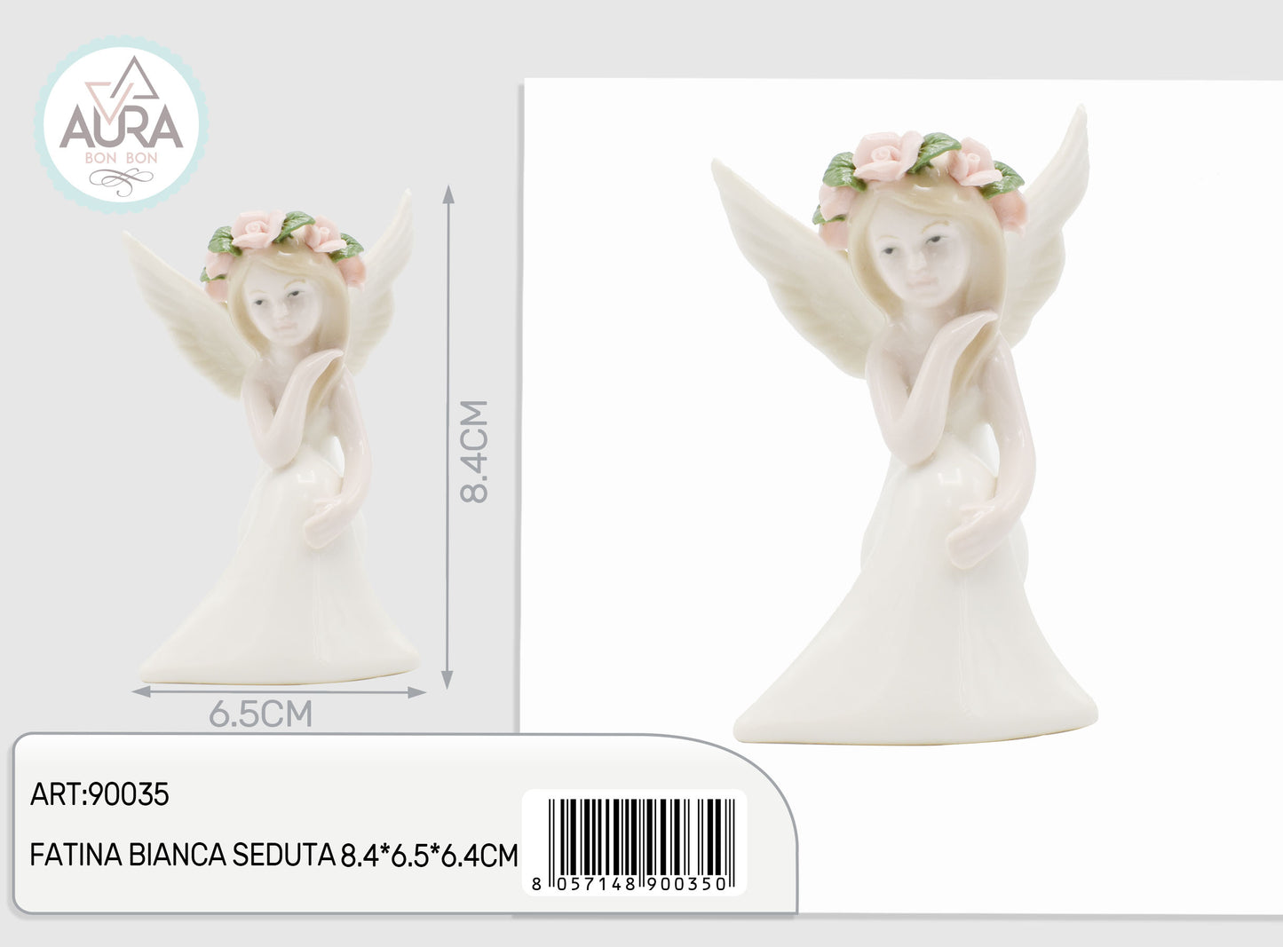 Fatina bianca seduta 8,4x6,5x6,4cm