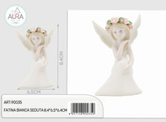 Fatina bianca seduta 8,4x6,5x6,4cm