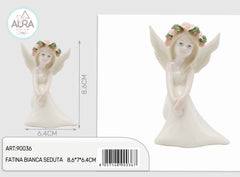 Sitting white fairy 8.6x7x6.4cm