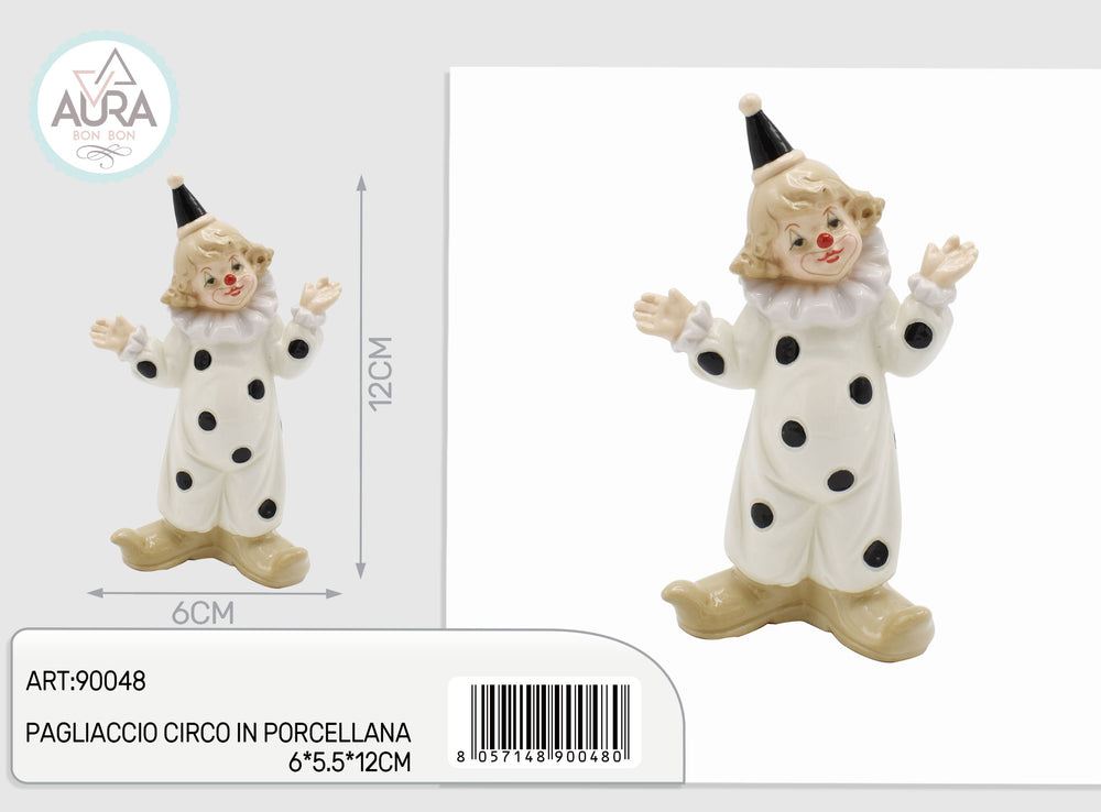 Black and white porcelain clown 6x5.5x12cm