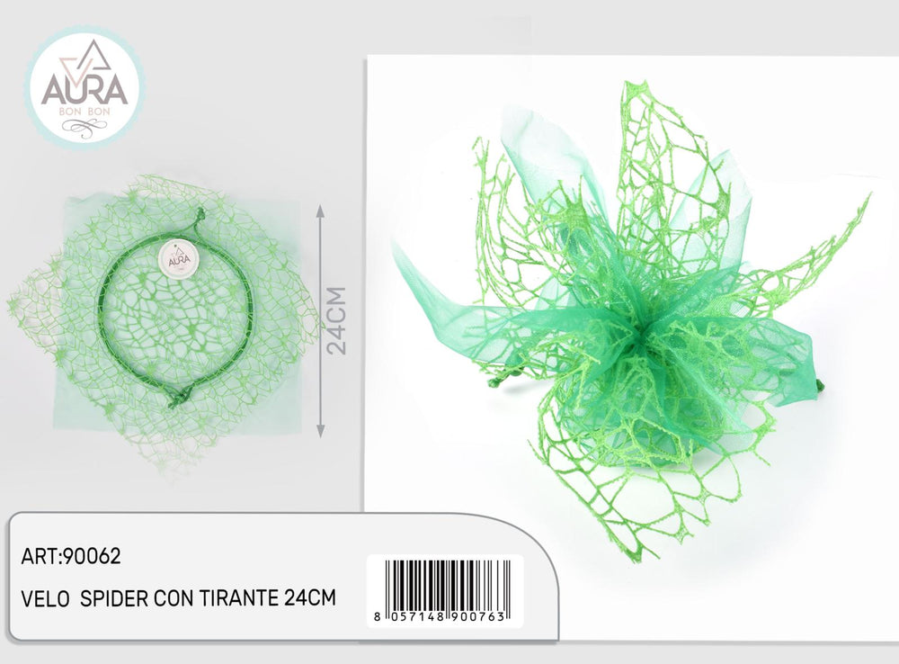 spider veil with green tie rod