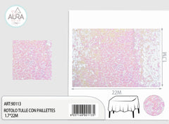 Tulle con paillettes 1,7m di larghezza iridescente