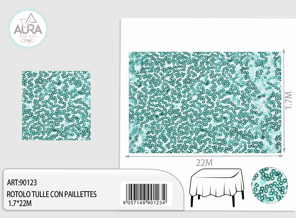 1.7m wide tiffany sequin tulle