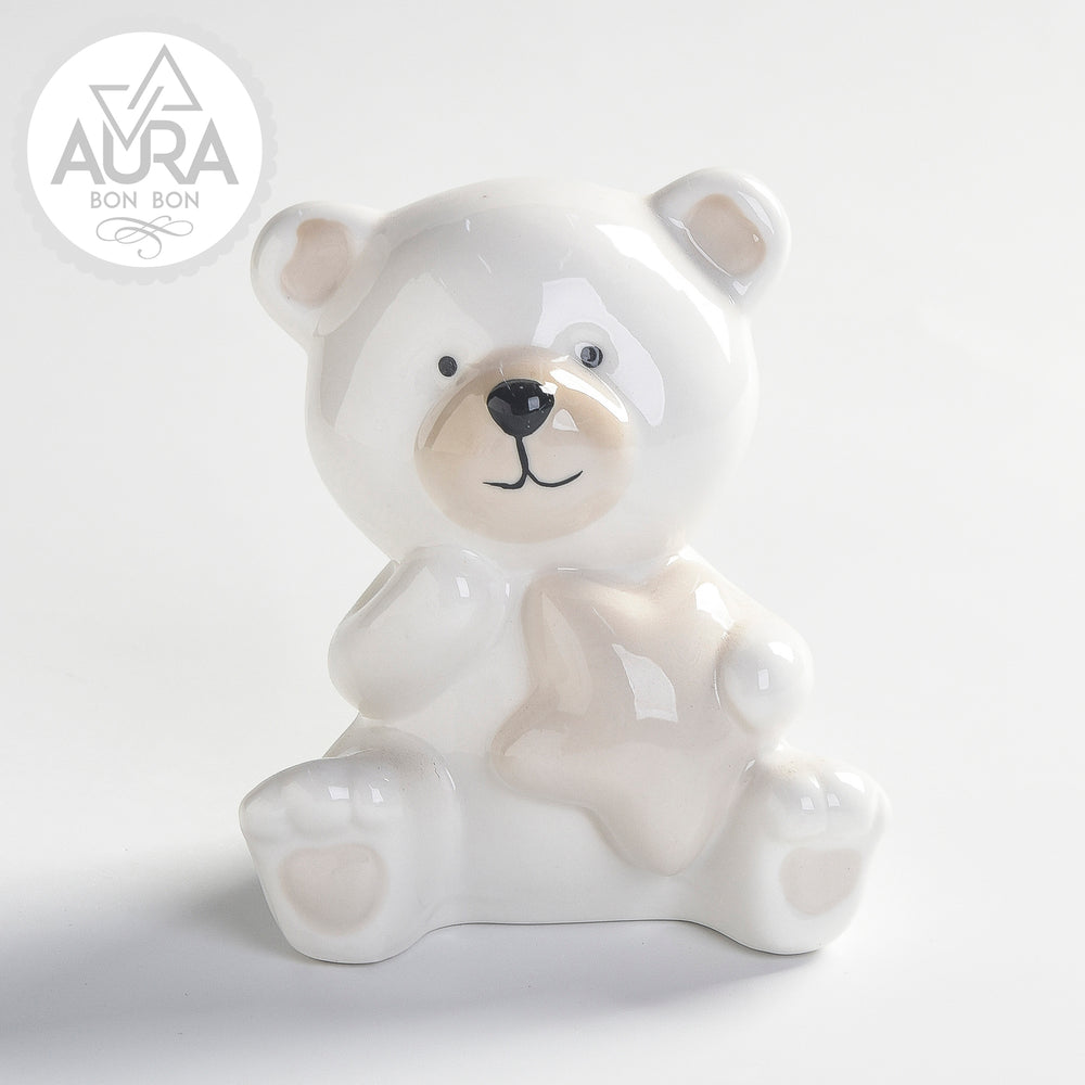 Teddy bear with star 10.4x8x11.8cm