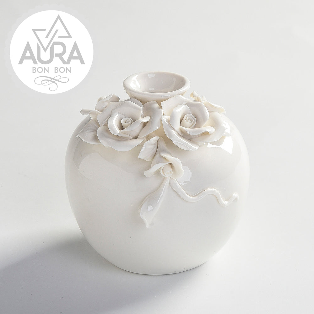 Diffusore floreale bianco 9,8x9,8x9,5cm