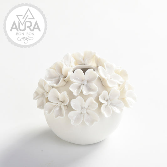 Profumatore con fiori bianchi 11x11x9cm