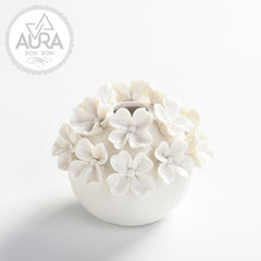Profumatore con fiori bianchi 11x11x9cm
