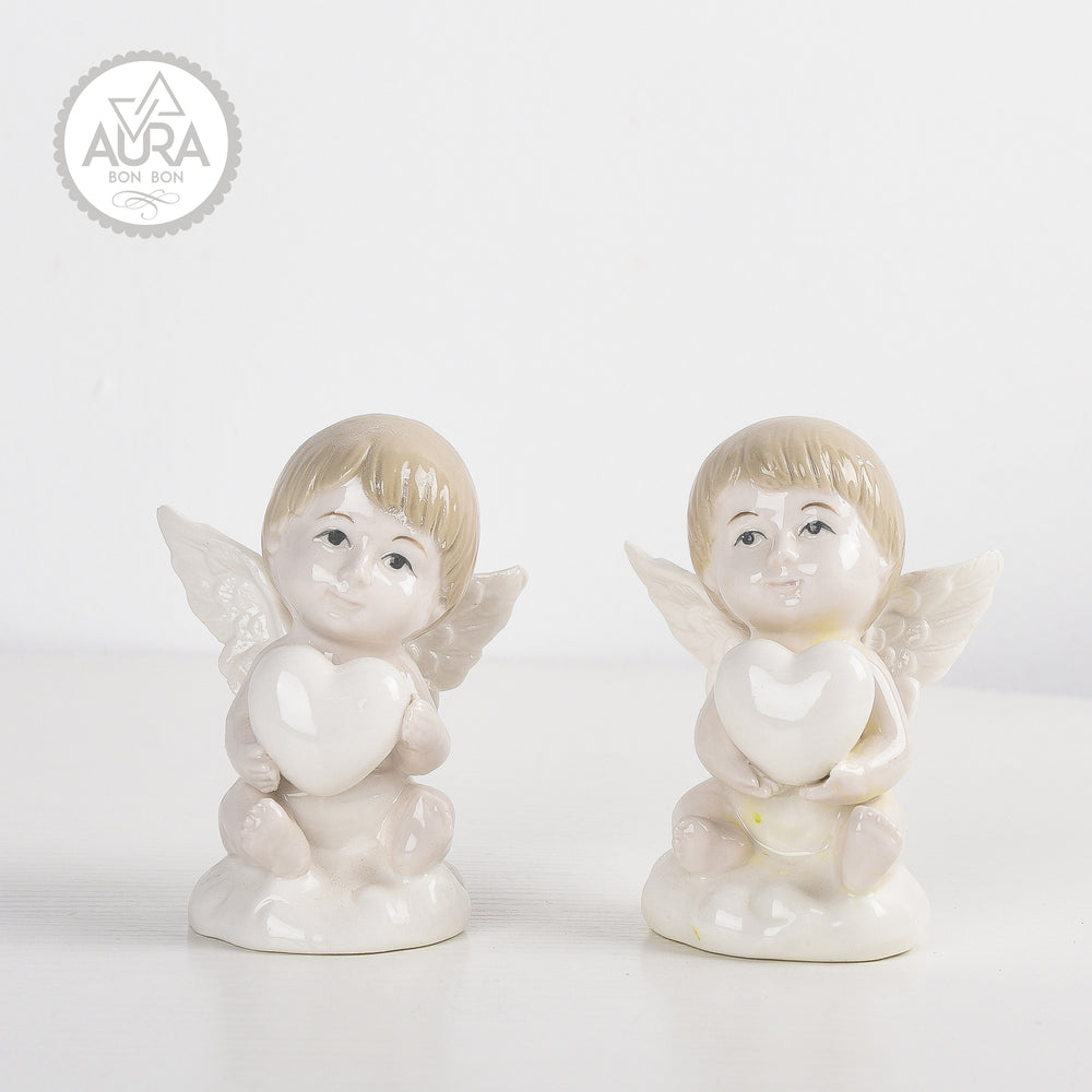 Angioletto con cuore 7,5x6,5x10cm