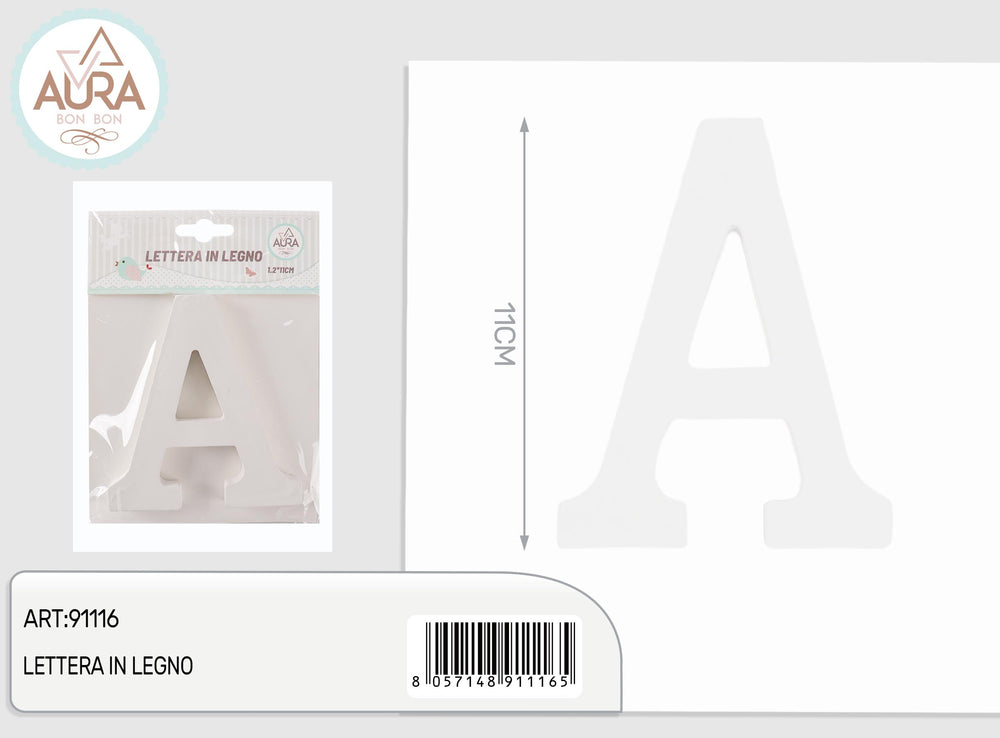 lettera in legno A 1,2x11cm bianco
