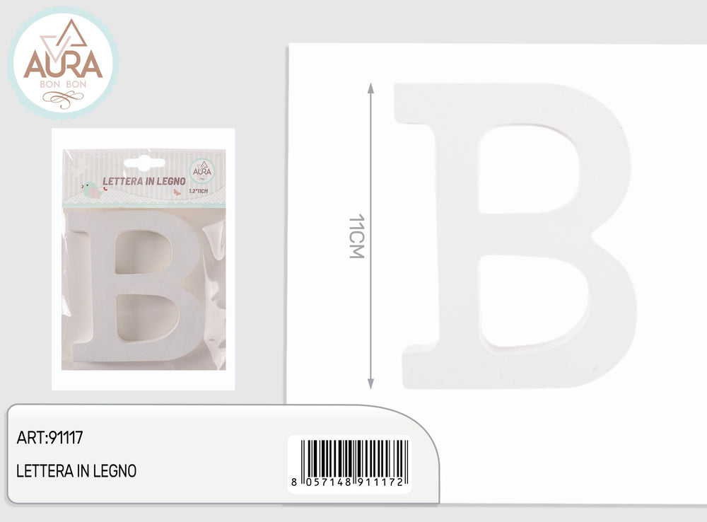 lettera in legno B 1,2x11cm bianco