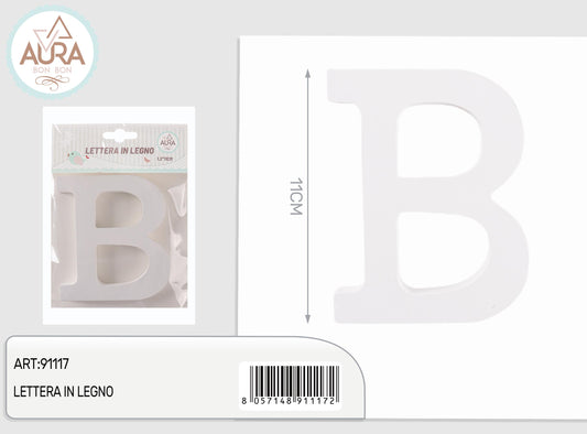 lettera in legno B 1,2x11cm bianco