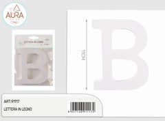 wooden letter B 1.2x11cm white