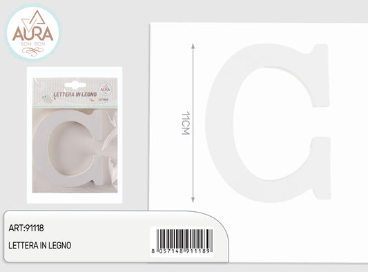 lettera in legno C 1,2x11cm bianco