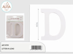 wooden letter D 1.2x11cm white