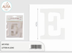 wooden letter E 1.2x11cm white